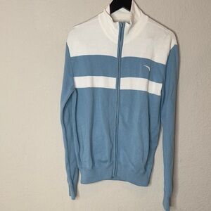 Wolf and Shepard cotton track jacket Men's Blue and White Sweater size M NWT